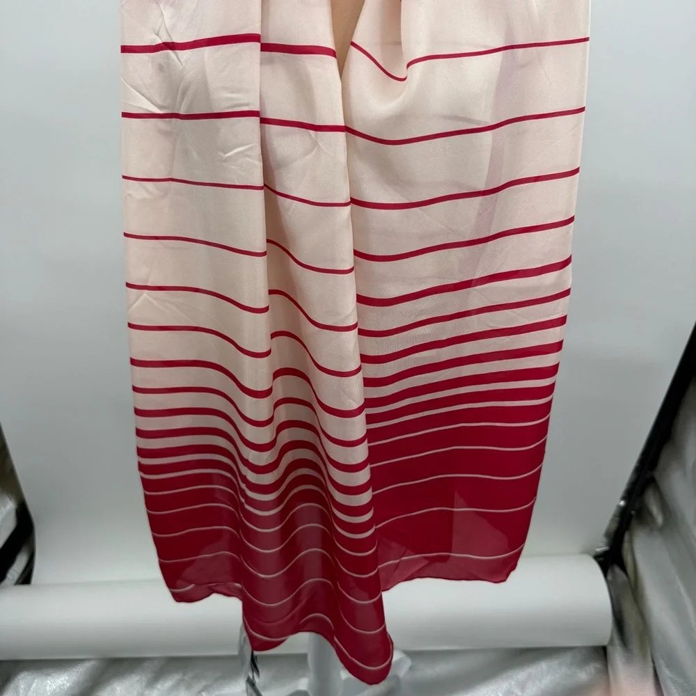 Herve Leger 100% Silk Striped Scarf Red White OS New With Tags